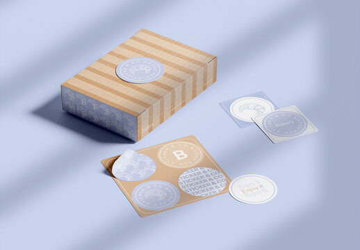Round packaging label stickers for paper boxes
