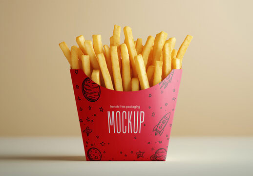 French crispy fries in a customizable paper box holder