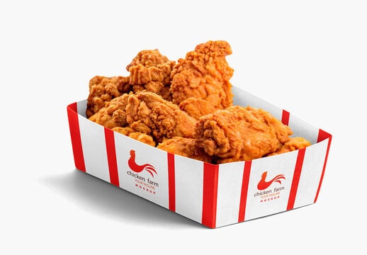 Fried chicken in a food grade paper tray