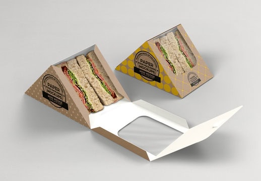 Two wedge shaped paper box for sandwich packaging