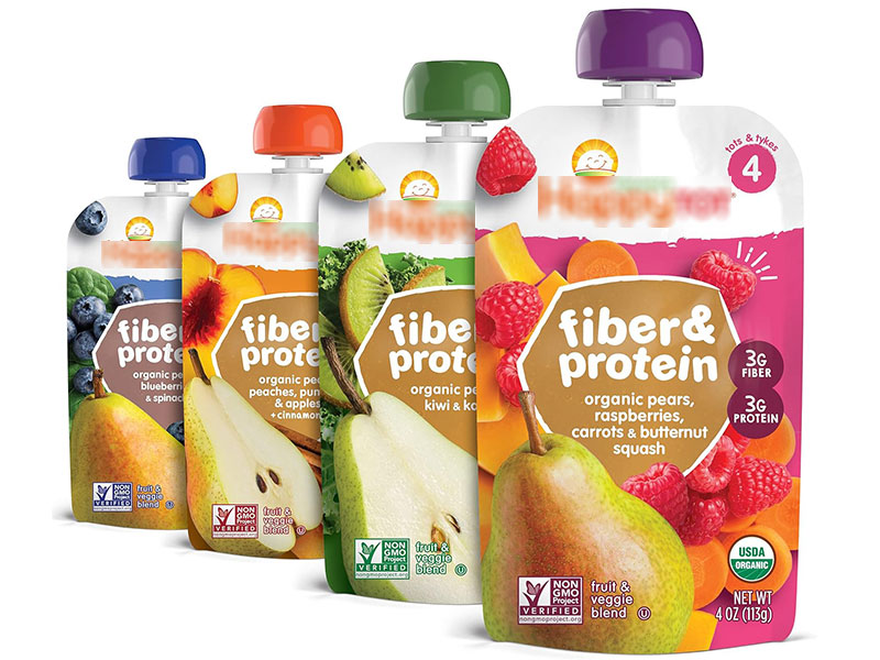 Baby puree food pouch with spout
