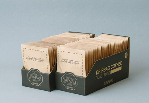 Paper display retail box for drip coffee
